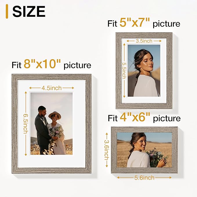 Vittanly 15 Pack Picture Frames Collage Wall Decor for Mounting or Tabletop Display, Gallery Frame Set for Family, Multi Sizes Including 3pcs 8x10, 6pcs 5x7, 6pcs 4x6, Grayish Brown