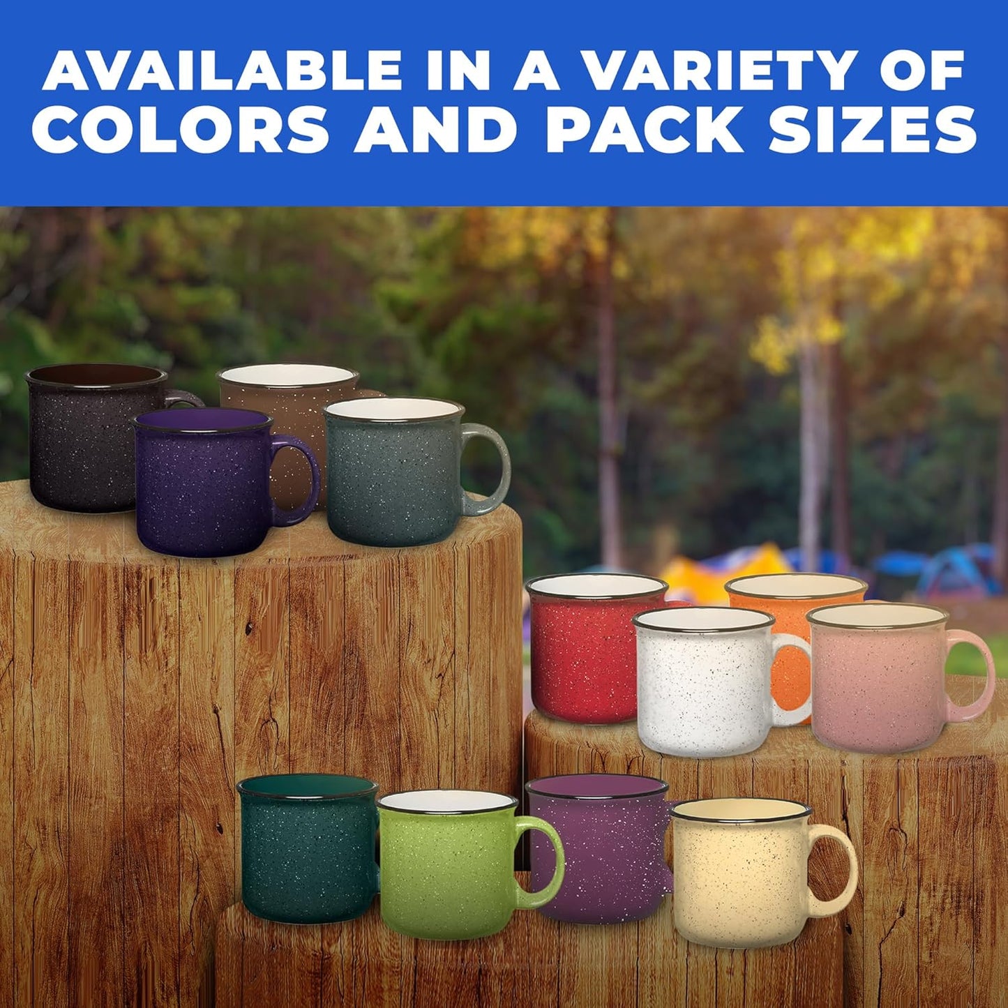 Set of 8 Ceramic Campfire Mugs – 15 Oz, Purple – Coffee & Tea Cups for Home, Work, Travel, Camping – Customizable, Great for DIY, Events, Companies