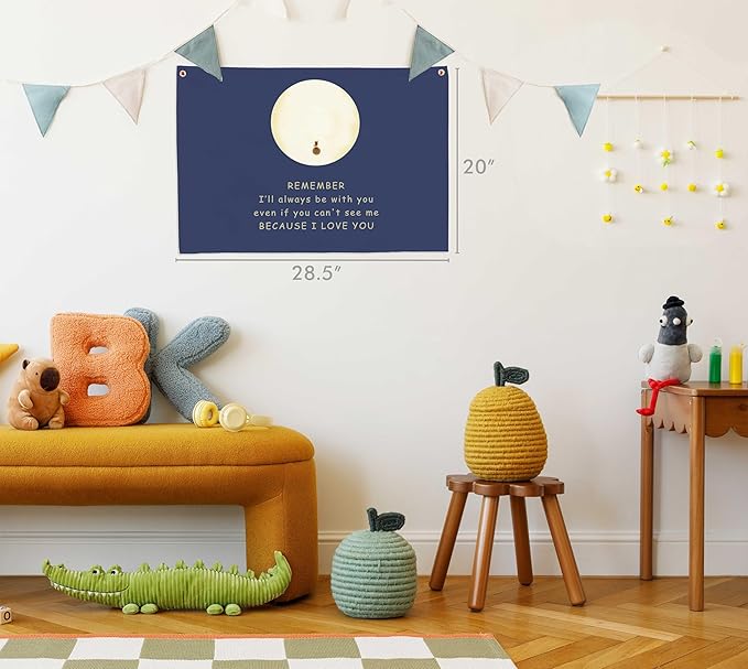 Nursery Wall Decor-Rectangular Banner Flag Poster Wall Art for Nursery Bedroom Reading Room Playroom Decoration,Baby Shower Birthday Christmas Gift-Remember,I'll Always Be With You-Baby Growth Stuff