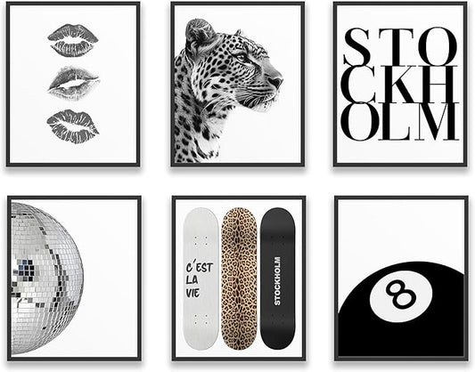 TwoDays Stockholm Style Room Decor for Women, Chic Trendy Wall Art for Living Room Aesthetic, Luxury Fashion Posters for Home Bedroom Apartment Dorm (8" X 10", Set of 6, UNFRAMED)