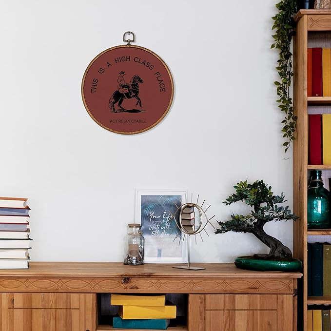KSDUT Western Cowboy Wall Art Decor - Preppy Trendy Southwestern Wall Art Canvas Frame Hanging Prints, Entryway Foyer Modern Round Wall Decor for Home Dorm Decorations 10"x10"