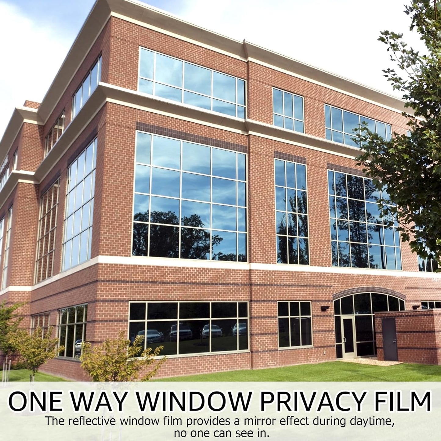 HIDBEA One Way Privacy Window Film, Daytime Privacy Sun Blocking Anti UV Reflective Window Film Heat Control Static Cling Window Tint Film for Home and Office, Silver, 17.5 x 78.7 Inch