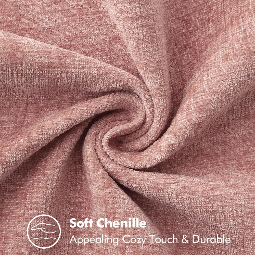 MIULEE Pack of 2 Couch Throw Pillow Covers 16x16 Inch Blush Pink Farmhouse Decorative Pillow Covers with Stitched Edge Soft Chenille Solid Dyed Spring Pillow Covers for Sofa Bed Living Room