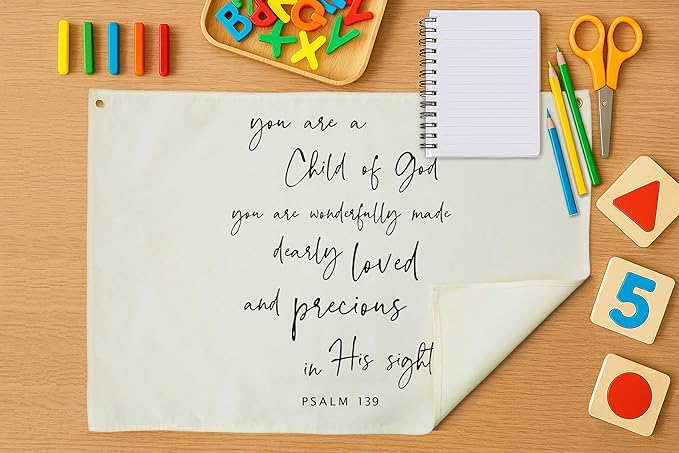 Rectangular Christian Verse Scripture Canvas Banner Wall Decor-Bible Flag Sign for Baby Boy Girl Kid,Nursery Bedroom Playroom Nursery Decor-Baby Shower Baptism Christmas Gift-You Are A Child of God