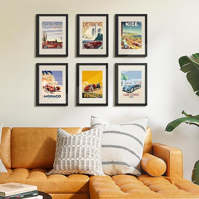 upsimples A3 Picture Frame Set of 5, Display Pictures 8.3x11.7 with Mat or 11.7x16.5 Without, Wall Gallery Poster Frames, Black