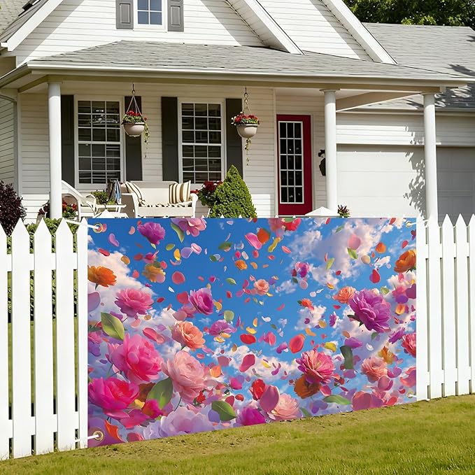 Spring Flower Backdrop 71'' x 43''h Hello Spring Banner Gnome Daisy Butterfly Backdrop Decorations for Photography Background Photo Prop Booth Party Decor