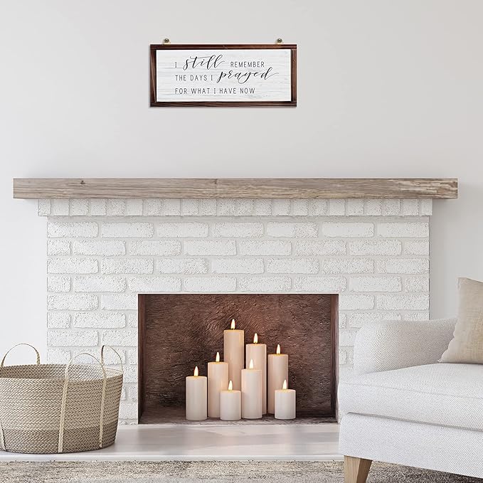 I Still Remember the Days I Prayed for What I Have Now Rustic Hanging Wood Wall Sign Retro Vintage Home Decor Wooden Farmhouse Plaque for Garden Home Farmhouse(White Background)