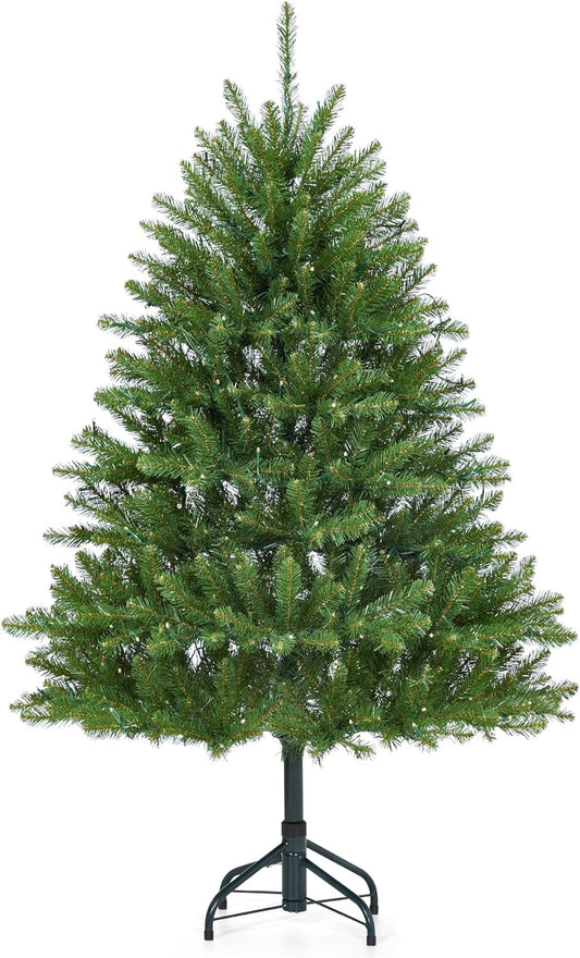 6FT Pre-Lit Artificial Christmas Tree with Color Lights,Green PE & PVC Artificial Xmas Tree,Easy Assembly, Full Branch Tips& Foldable Stand for Home, Office, Party Decoration for Xmas Holiday