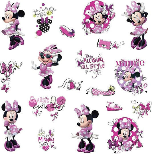 RoomMates RMK2554SCS Minnie Fashionista Peel and Stick Wall Decal, Pink