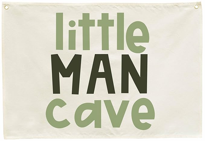 Little Man Canvas Banner-Nursery Wall Decor Hanging Rectangular Flag Sign Art for Boy Kids Teen,Bedroom Reading Room Playroom Decor,Baby Present Shower Birthday Christmas Gift