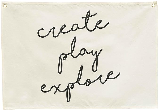 Nursery Wall Decor-Hanging Rectangular Banner Flag Poster Wall Art for Nursery Bedroom Reading Room Playroom Door Decoration,Baby Shower Birthday Christmas Gift,Create Play Explore-Baby Growth Stuff