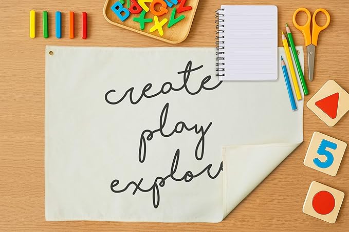 Nursery Wall Decor-Hanging Rectangular Banner Flag Poster Wall Art for Nursery Bedroom Reading Room Playroom Door Decoration,Baby Shower Birthday Christmas Gift,Create Play Explore-Baby Growth Stuff