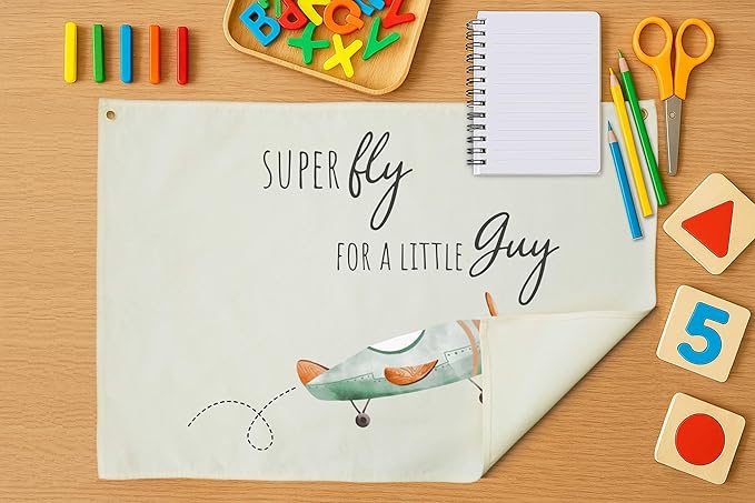 Nursery Rectangular Hanging Canvas Banner Wall Decor for Nursery Bedroom Playroom Decor,Poster Flag Sign Art for Boy Girl Kids,Baby Shower Birthday Christmas Gift-Super Fly for a Little Guy Quote