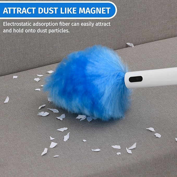 Electric Duster Brush, Rechargeable 360° Spin Electric Feather Duster Cleaner Cleaning Brush, Reusable Small Duster Motorized Dust Wand for Car Interior, Office, Furniture
