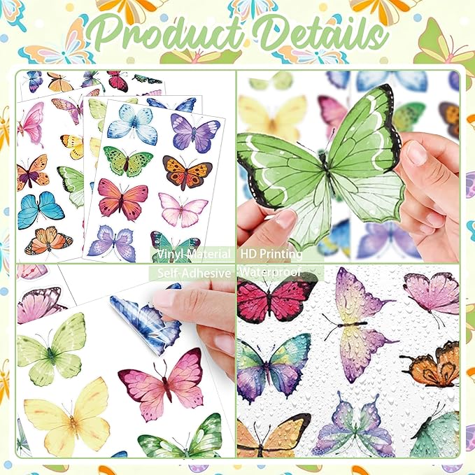 Butterfly Wall Decals 76Pcs, 8 Sheets Colorful Butterflies Wall Stickers Peel and Stick for Girls Bedroom Nursery Room DIY Art Decorations