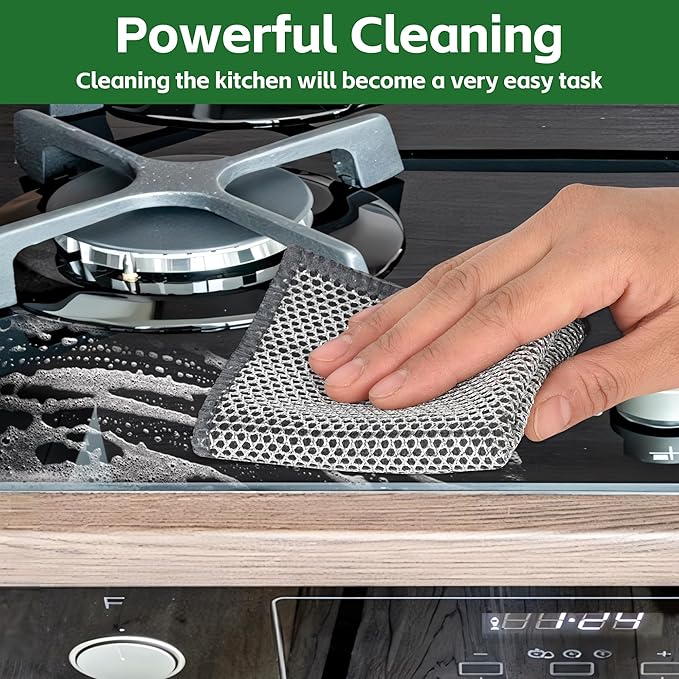 6Pack Double-Side Wire Dishcloth, Upgrade Wire Cleaning Cloths, Multipurpose Non-Scratch Wire Dishwashing Rags for Home/Kitchen(7.87''x7.87'') - Pink