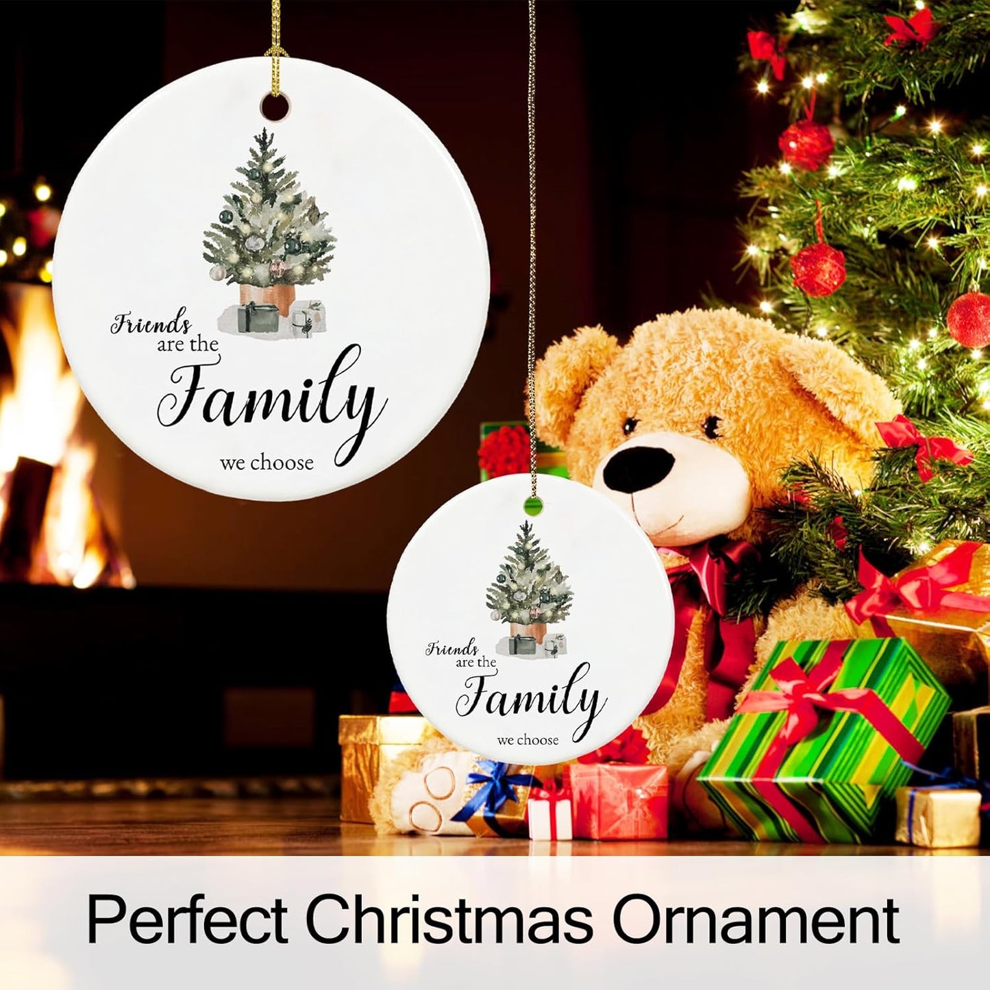 Friend Ornament 2025, Friendship Christmas Ornaments for Friends, Ceramic Keepsake Friends Christmas Ornaments with Ribbon and Box