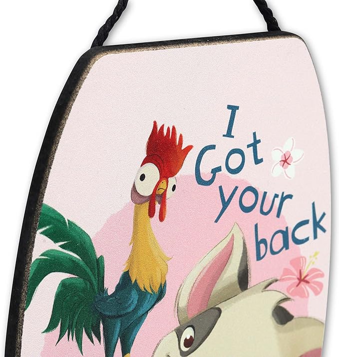 Disney Moana I Got Your Back Hanging Wood Wall Decor - Cute Pua and Heihei Sign for Home
