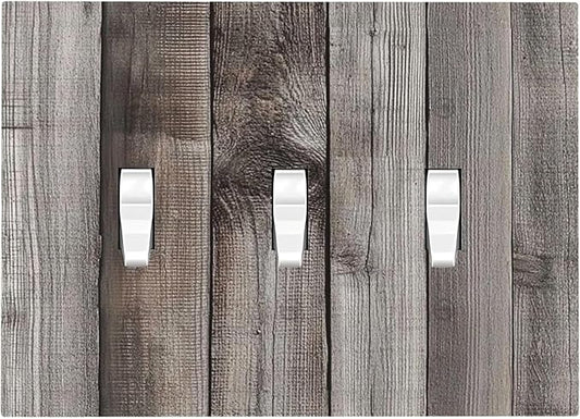Decorative Switch Plates Vintage Brown Gray Wood Texture 3 Gang Wall Plate Triple Toggle Light Switch Cover Faceplate Electrical Wall Panels For Farmhouse Cabin Decor