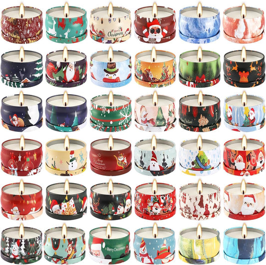 36 Pack Christmas Scented Candles Set for Home, Relaxing Stress Relief, Aromatherapy - Natural Soy Wax and Fragrance - Gifts for Women, Mom, Best Friend, Wife, Birthday
