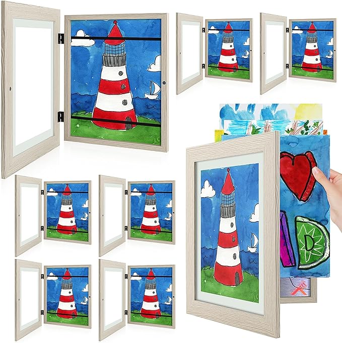 Golden State Art, 8.5x11 Kids Art Frames, Front-Opening Picture Frame Great for Kids Drawings, Artworks, Children Art Projects, Schoolwork, Home or Office (Grey, Set of 8)