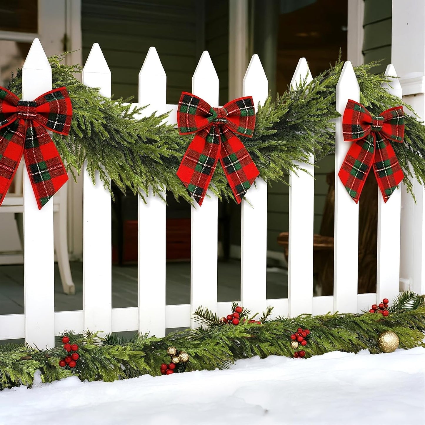 Artificial Norfolk Pine Garland - Faux Christmas Garland Fake Green Garland for Fireplace,Table, Stairs, Mantle, Window,Indoor Outdoor,Home,Holiday Decor (2 PCS,5 FT)