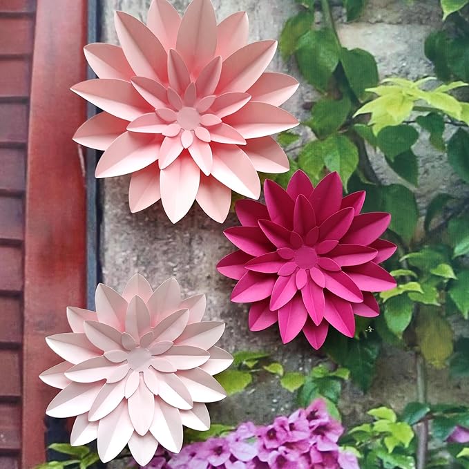 3D Paper Flower for Wall Wedding Backdrop Bridal Shower Party Centerpieces Home Wall Decor Pack of 9 (Pink)