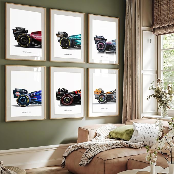 CSLGQGV Car Posters Classical Supercar Prints Vintage Racing Car Canvas Painting For Boys Room Pictures Wall Decor Living Room Aesthetics Bedroom Office (Unframed,8×10inch,6pcs)