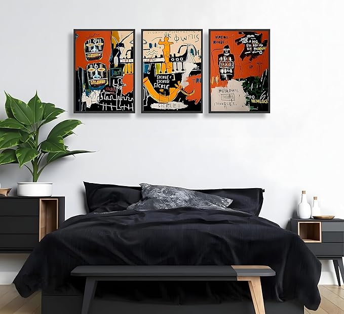 JWDXNOOK 3pcs Modern Colorful Graffiti Wall Art Street Canvas Prints Posters Modern Abstract Paintings Wall Decor for Urban Home Living Room Bedroom Bathroom Office Home Decor Unframed