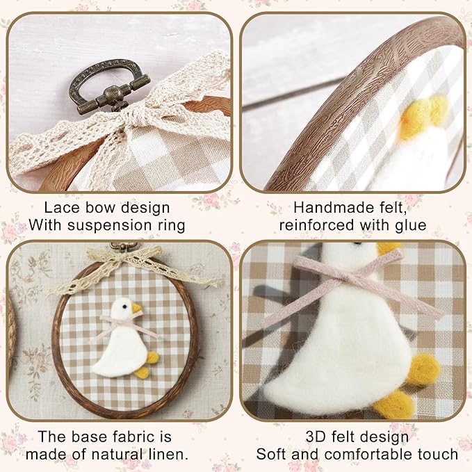 Soulchen Felted Goose Nursery Wall Decor Cute Vintage Silly Goose Wall Art Decorative Artwork for Nursery Bathroom Living Room Baby Room Bedroom Farmhouse Decoration