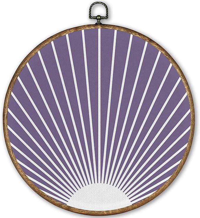 TLESKE Purple Boho Sun Round Wall Art Decor Framed 10x10, Bohemian Sunshine Canvas Wall Art Prints Artwork, Abstract Minimalist Wall Hanging Room Door Decor Decorations for Bedroom Living Room