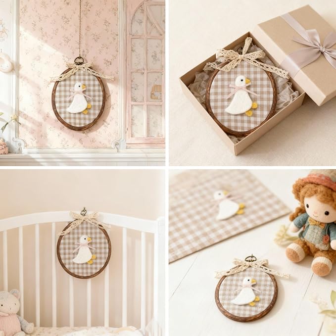 Soulchen Felted Goose Nursery Wall Decor Cute Vintage Silly Goose Wall Art Decorative Artwork for Nursery Bathroom Living Room Baby Room Bedroom Farmhouse Decoration