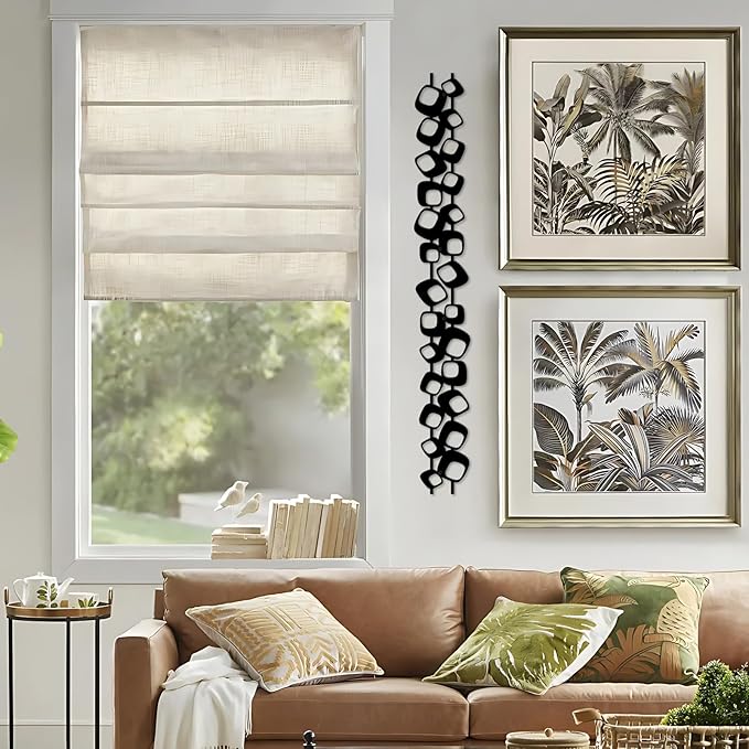 ruelen Mid Century Abstract Metal Wall Art Sculpture - Textured Geometric Decor, Set of 2, 2D Black Vertical and Elegant Design for Living Room, Bedroom, Office, Home (15.7x3.9in)