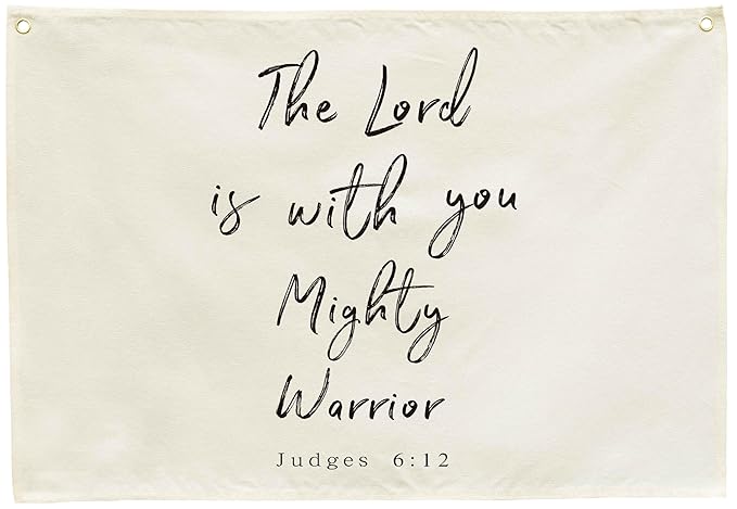 Rectangular Christian Bible Verse Scripture Canvas Banner Wall Decor for Nursery Bedroom Playroom Nursery-Poster Flag Sign Art for Baby Kids,Baby Shower Baptism Christmas Gift-The Lord Is With You