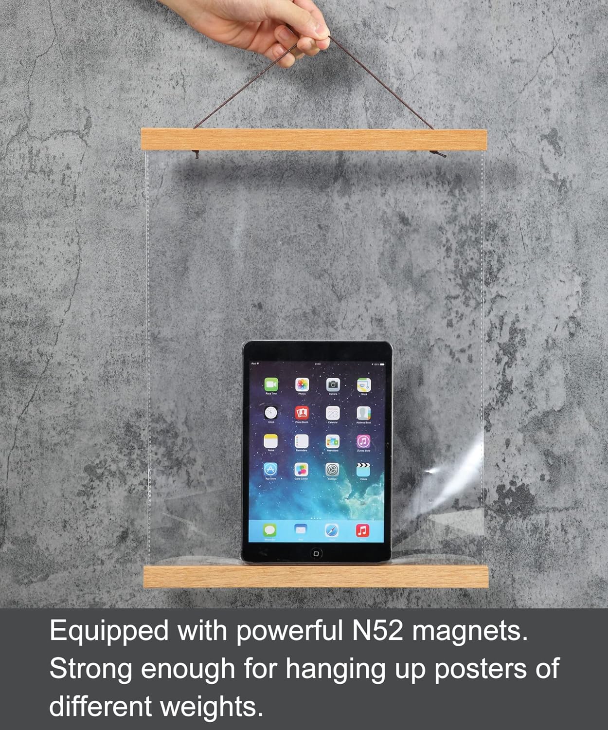 FALAMON Magnetic Poster Hanger Frame, 60x40 60x50 60x30 Teak Wood Magnet Poster Frame for Posters, Prints, Photos, Pictures, Maps, Scrolls, and Canvas Artwork