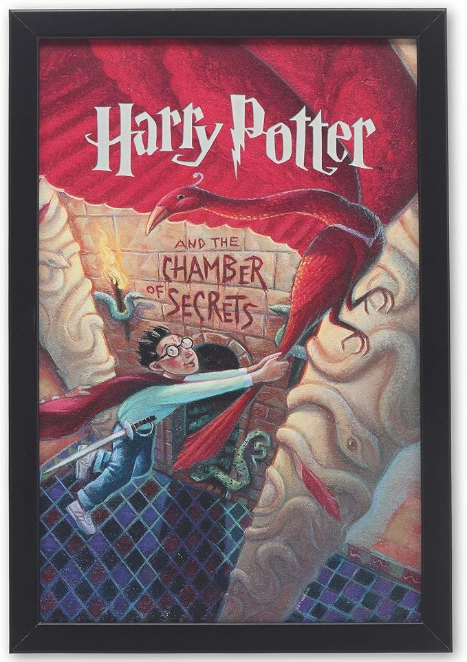 Harry Potter and the Chamber of Secrets Book Cover Framed Wood Wall Decor - Classic Harry Potter Wall Art for Home