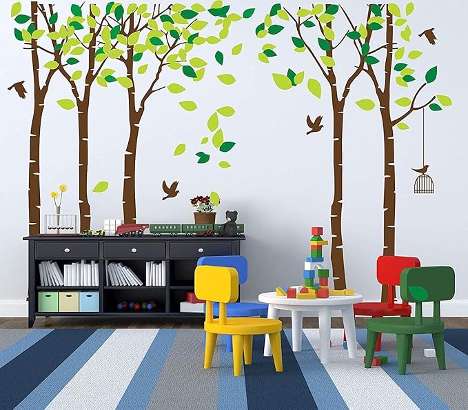 Giant Jungle Tree Wall Decal Tree Wall Sticker Removable Vinyl Sticker Mural Art Room Nursery Bedroom Living Room Decoration (103.9x70.9)