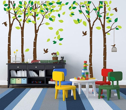 Giant Jungle Tree Wall Decal Tree Wall Sticker Removable Vinyl Sticker Mural Art Room Nursery Bedroom Living Room Decoration (103.9x70.9)