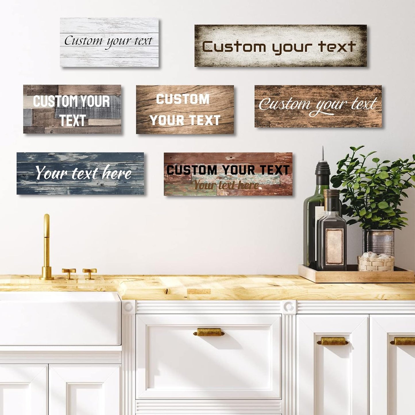 LZIMU Custom Text Signs Wall Decor Personalized Canvas Quote Family Sign Wall Art Wood Background Rustic Farmhouse Decor Framed (10"x30")