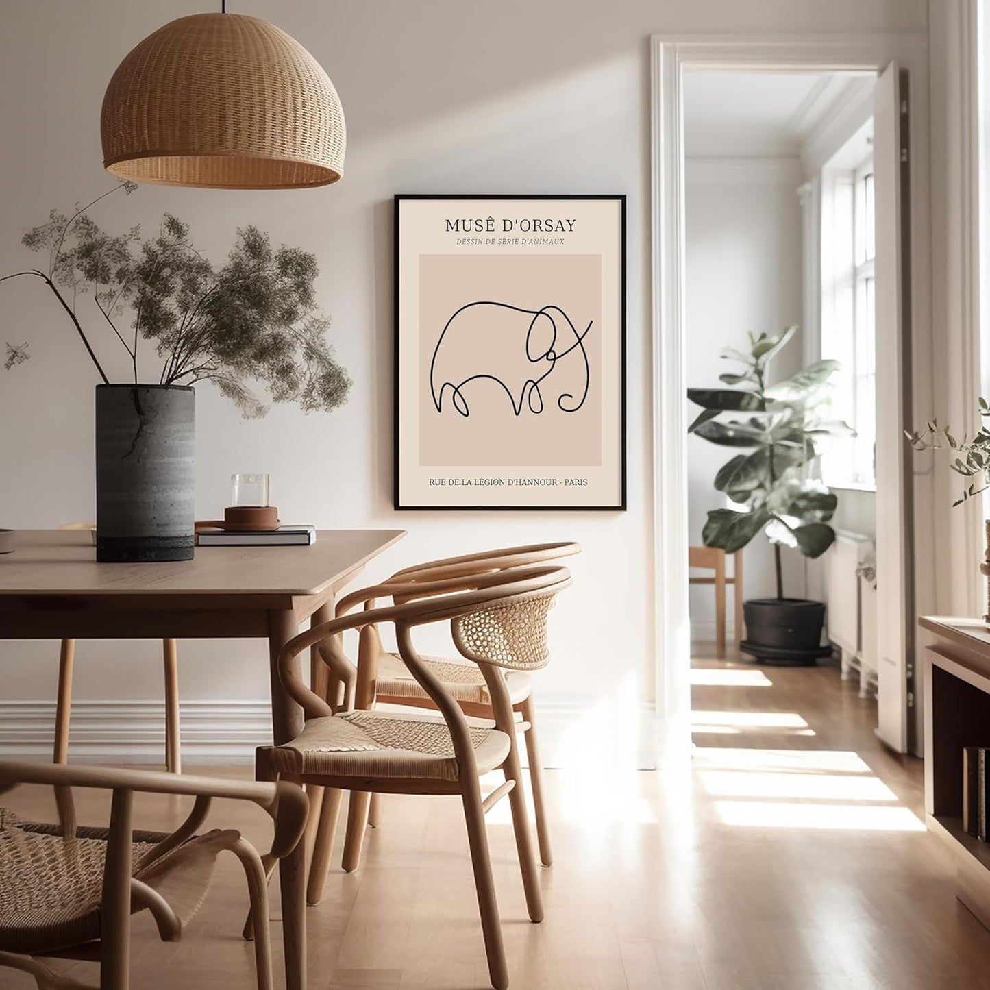 Poster Master Vintage Poster - Retro One Line Elephant Drawing Print - Elephant Art - Minimal Gift for Men, Women, Animal Lover - Abstract Wall Decor for Home, Office, 18x24 Unframed Wall Art