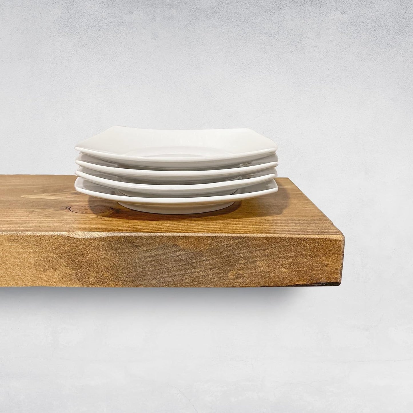URBANDI, Rustic Floating Shelves, Set of 2, Hidden Bracket, Solid Wood, Heavy Duty, Wall Mounted Shelves, (Brown, 48Wx8D)