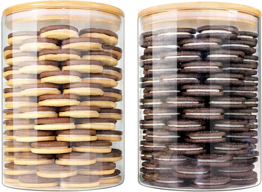 Glass Jars with Bamboo Lids, Glass Food Jars and Canisters Sets, Flour Jar, Large Food Canister with airtight lids, Flour Storage Container, Pantry Jars, 100oz