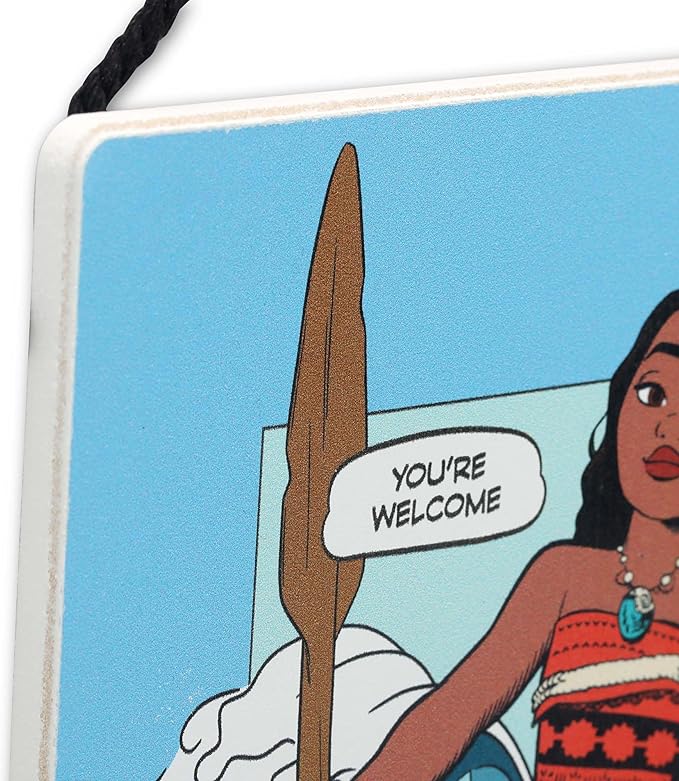 Disney Princess Moana You're Welcome Hanging Wood Wall Decor - Fun Moana Comic Strip Style Sign for Home