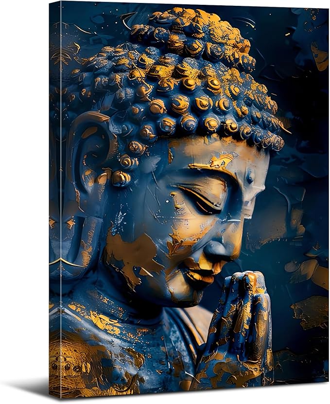 Buddha Wall Art Zen Decor for Living Room Buddhist Pictures Abstract Spiritual Canvas Poster Buddha Statue Painting Meditation Wall Art Religious Artwork for Bedroom Yoga Home Decoration 12x16"