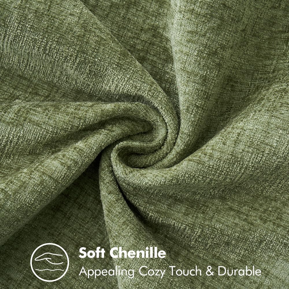 MIULEE Pack of 2 Couch Throw Pillow Covers 12x20 Inch Sage Green Farmhouse Decorative Pillow Covers with Stitched Edge Soft Chenille Solid Dyed Spring Pillow Covers for Sofa Bed Living Room