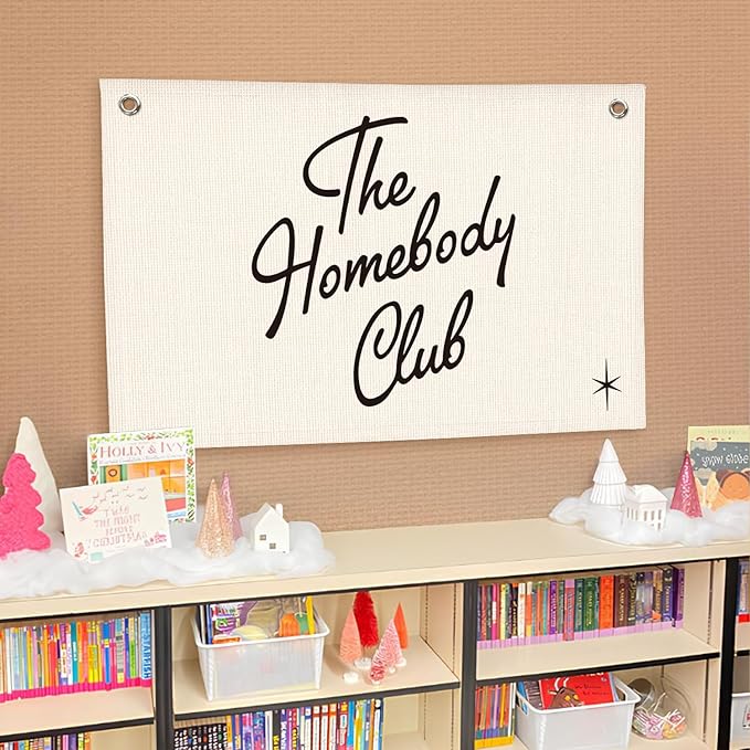 Lacama The Homebody Club Flags Banner,Trendy College Dorm Bedroom Wall Art for Home Living Room Decor,Aesthetic Apartment Wall Art Decor Wall Hanging Banner Flag,30x20 Inch