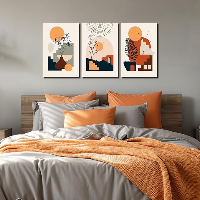 ZHAOSHOP Boho Wall Decor Living Room Modern Prints Wall Art for Bedroom 3 Piece Canvas Wall Art for Dining Room Size 16 x 24 Inch