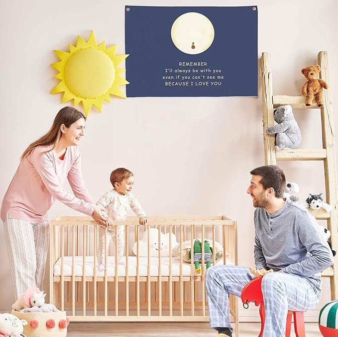 Nursery Wall Decor-Rectangular Banner Flag Poster Wall Art for Nursery Bedroom Reading Room Playroom Decoration,Baby Shower Birthday Christmas Gift-Remember,I'll Always Be With You-Baby Growth Stuff