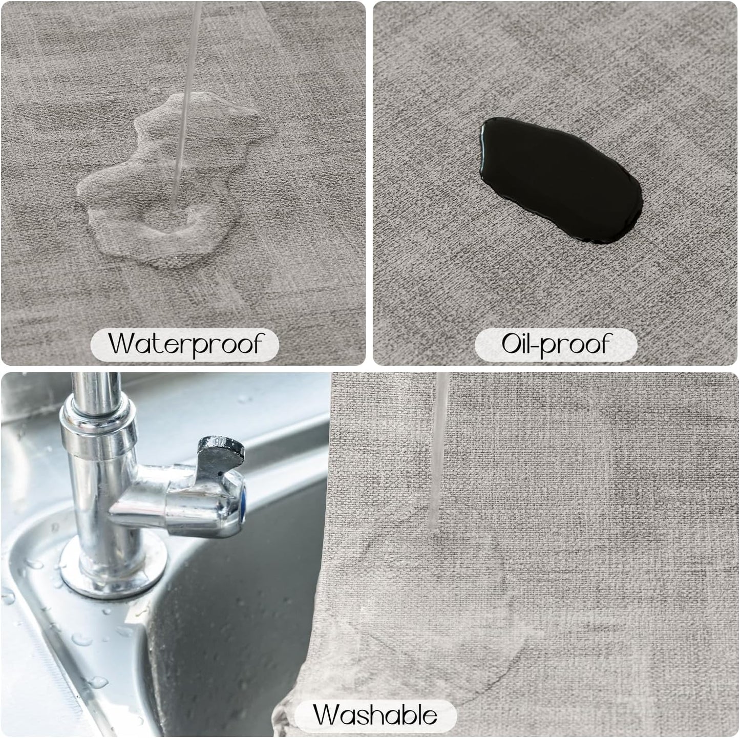 Romanstile Reversible Vinyl Placemats Set of 6, Faux Leather 100% Waterproof Oil-proof Wipeable Place Mats, Heat Resistant Dual Sided Table Mats for Kitchen/Dining/Party (Grey Light Grey, 12 x 17 Inch