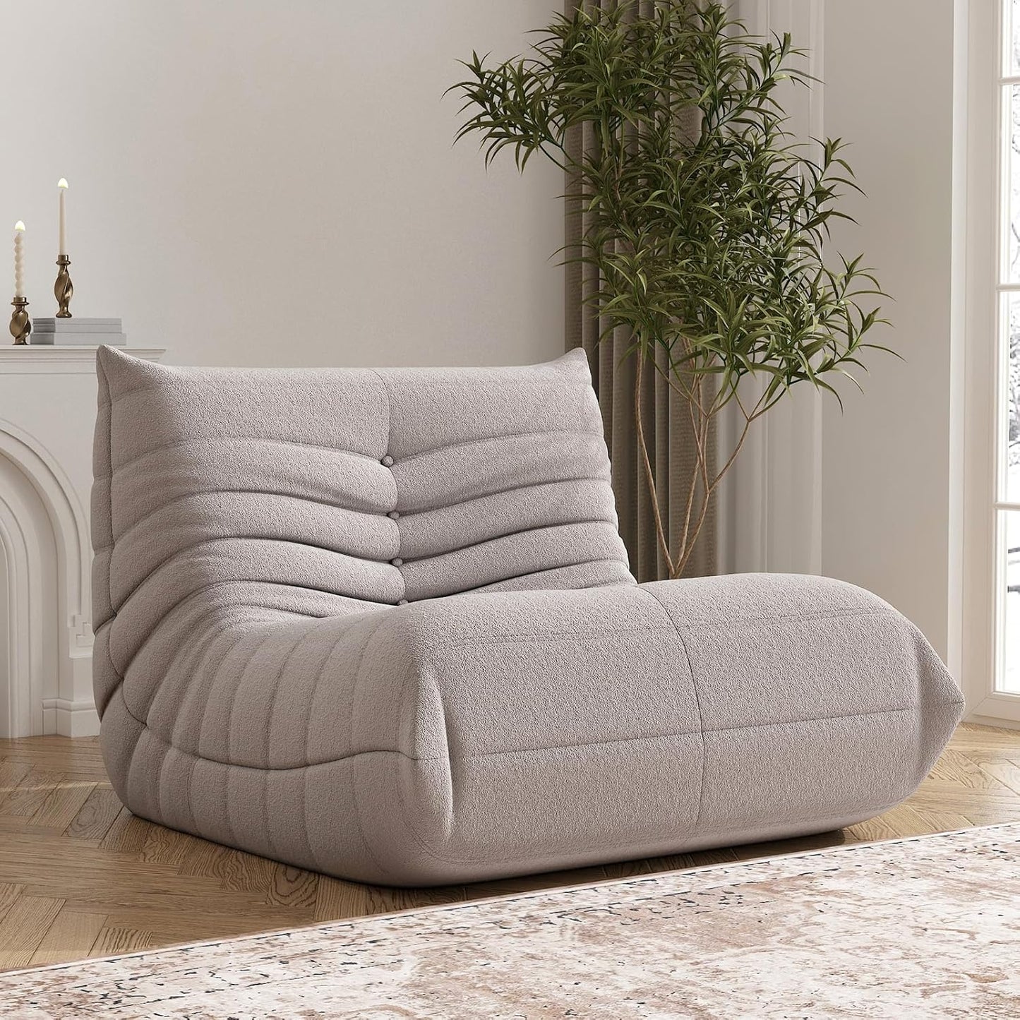 Bean Bag Chair, Fireside Chair Bean Bag Sofa Large Bean Bag Chair for Adults, Bean Bag Chairs for Teens with High Density Comfortable Foam, Memory Foam Bean Bag for Living Room, Bedroom (Grey)